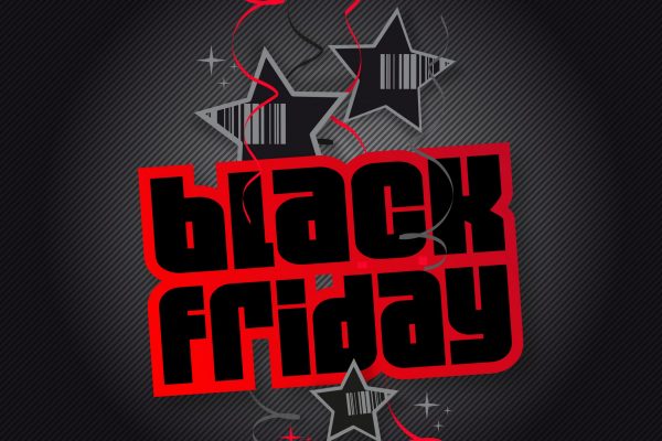 black friday outlined in red, written on black background